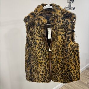 J. Crew Animal Print Faux Fur Vest